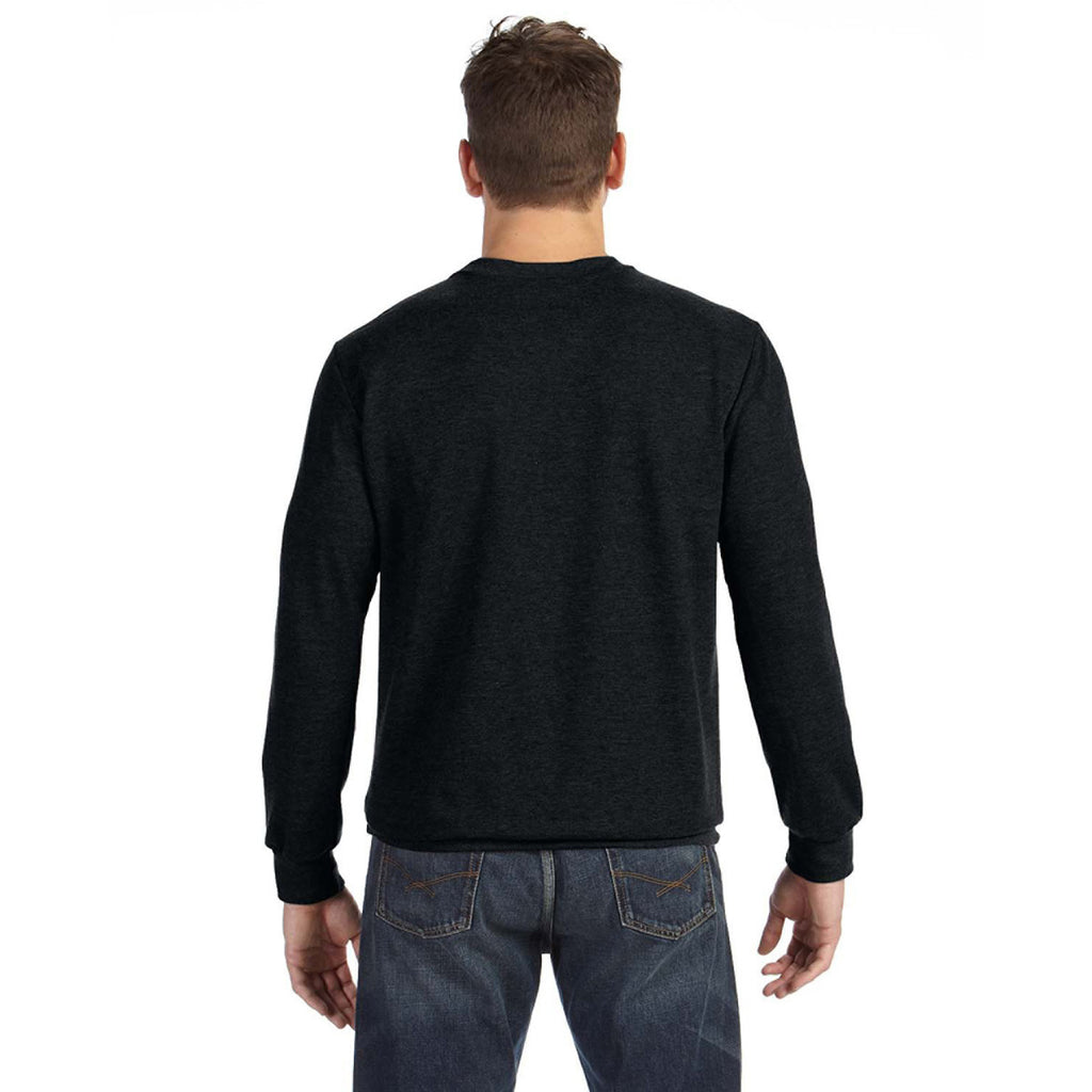 Anvil Men's Black Crewneck French Terry Sweatshirt