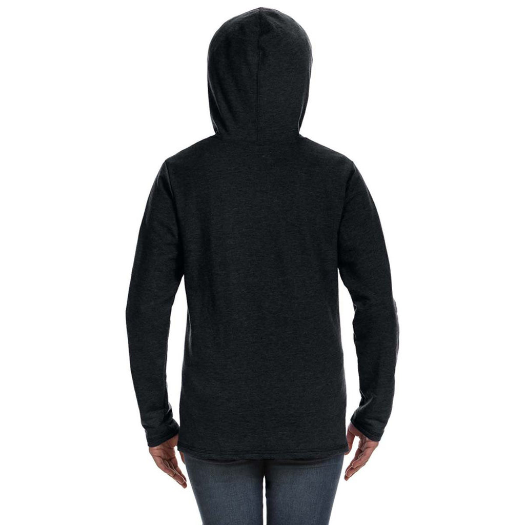 Anvil Women's Black Hooded French Terry Sweatshirt