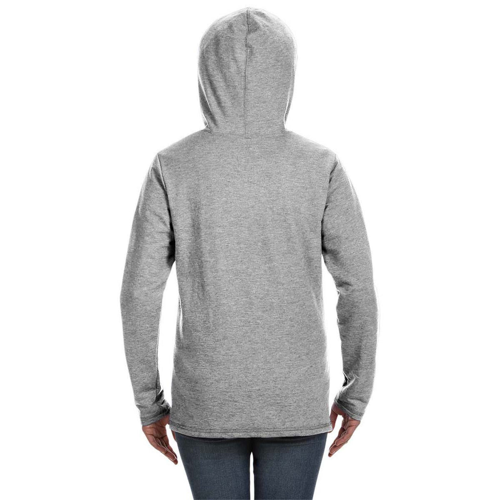 Anvil Women's Heather Grey Hooded French Terry Sweatshirt