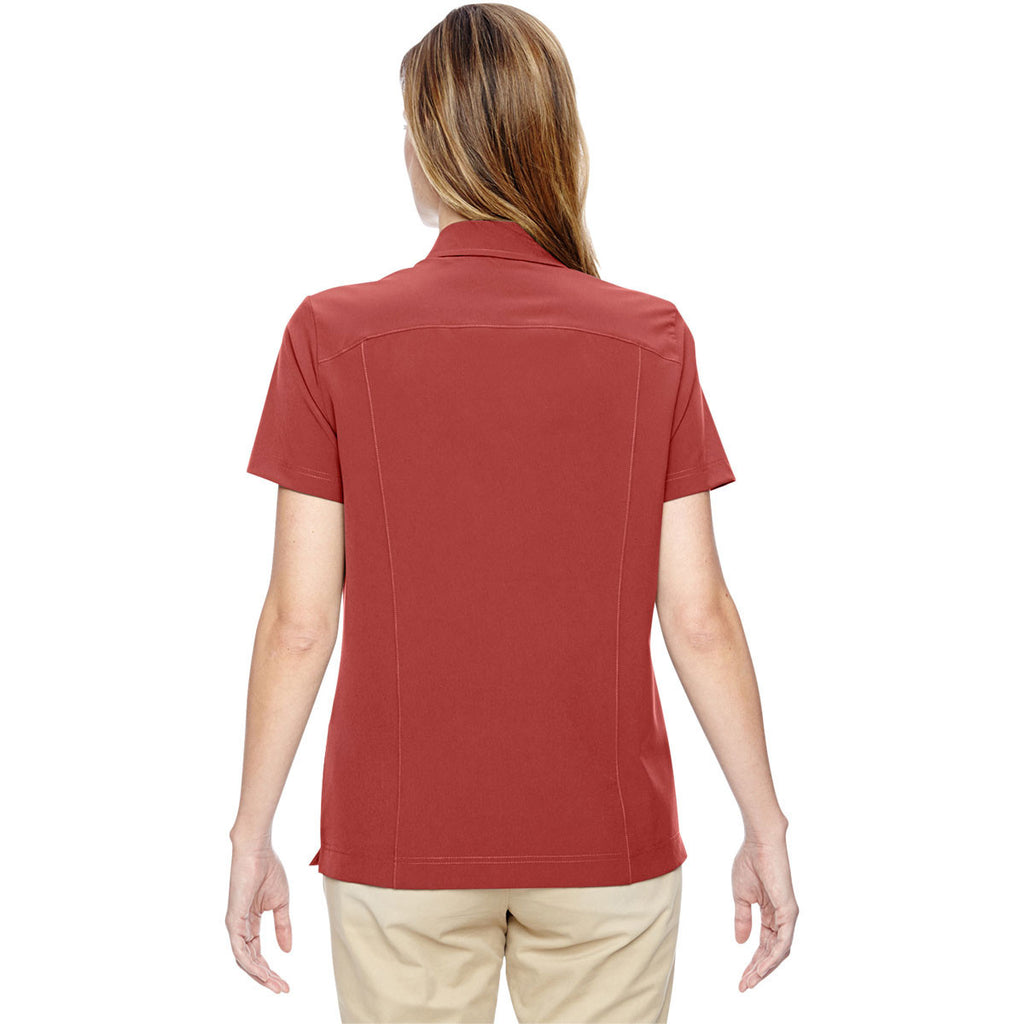 North End Women's Rust Excursion Crosscheck Woven Polo