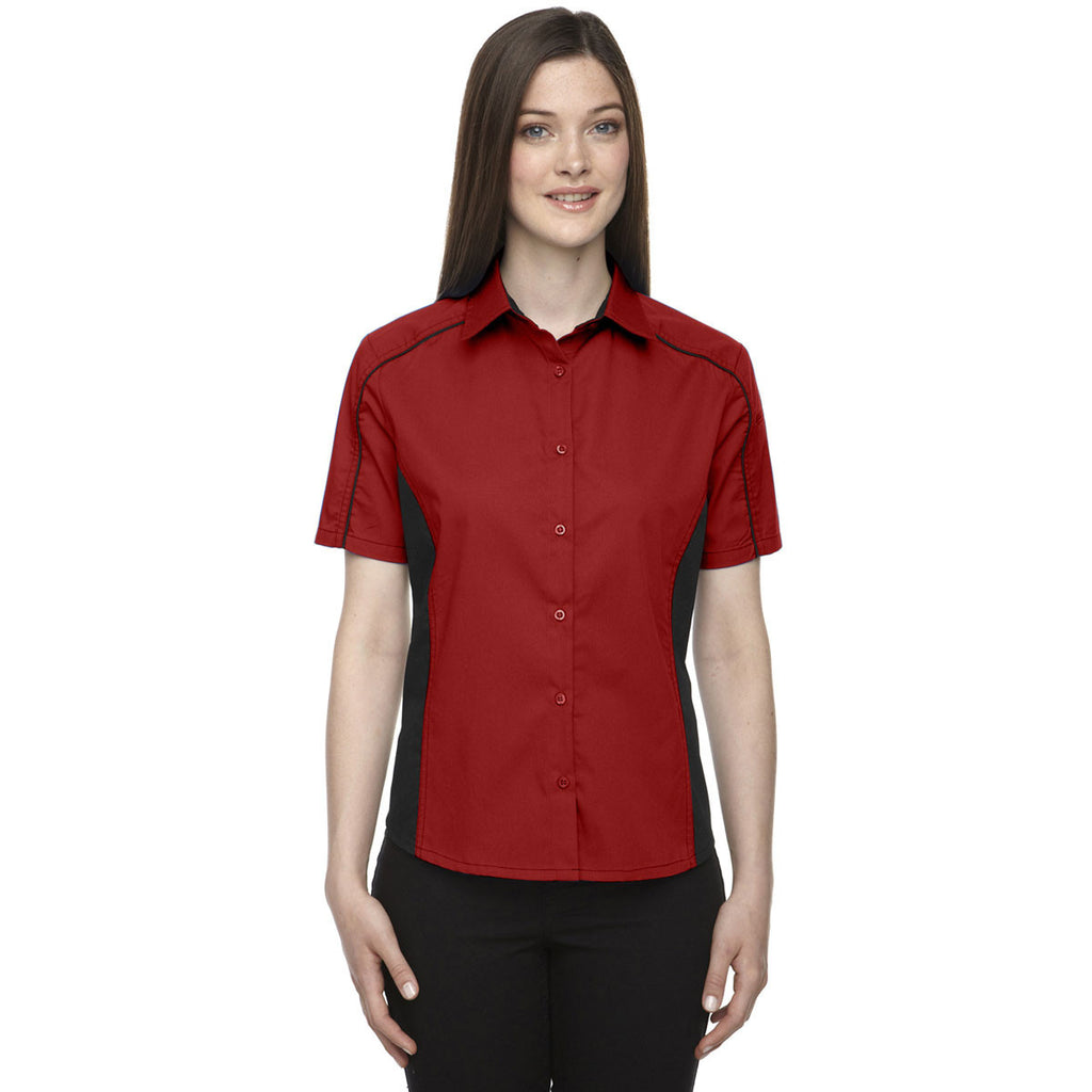 North End Women's Classic Red Fuse Colorblock Twill Shirt