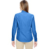 North End Women's Deep Blue Align Wrinkle-Resistant Dobby Vertical Striped Shirt