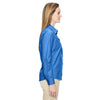 North End Women's Deep Blue Align Wrinkle-Resistant Dobby Vertical Striped Shirt