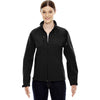 North End Women's Black Compass Colorblock Three-Layer Fleece Bonded Soft Shell Jacket