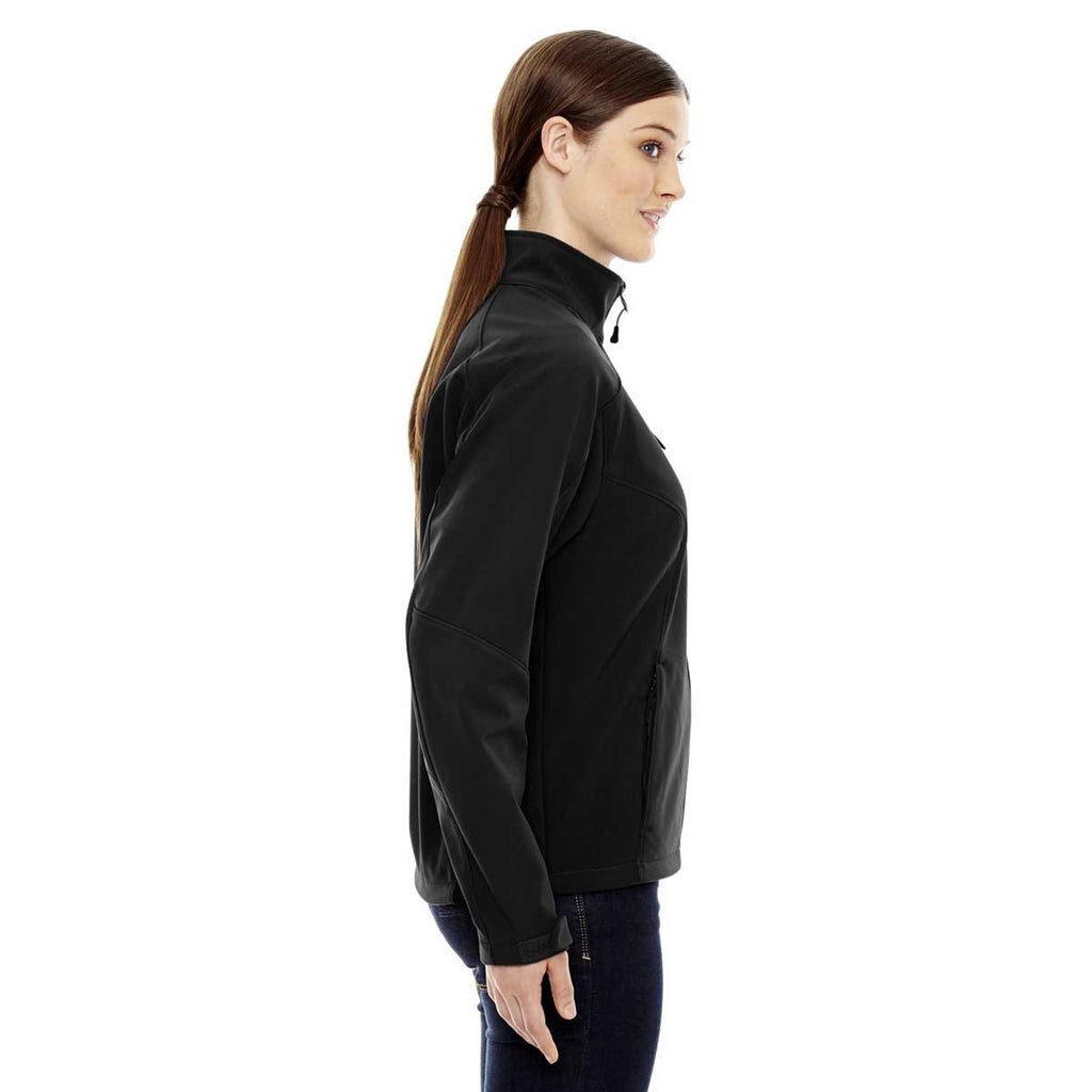 North End Women's Black Compass Colorblock Three-Layer Fleece Bonded Soft Shell Jacket