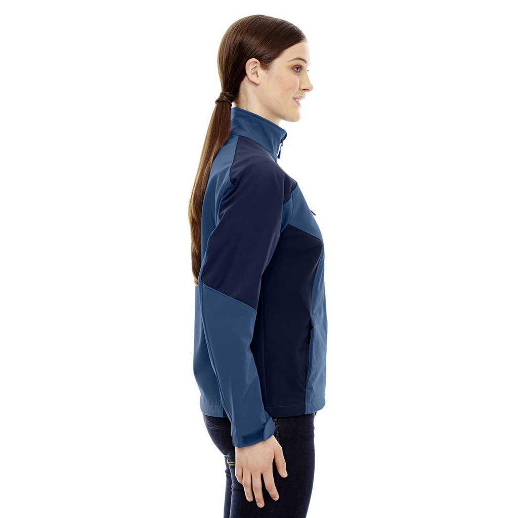 North End Women's Blue Ridge Compass Colorblock Three-Layer Fleece Bonded Soft Shell Jacket