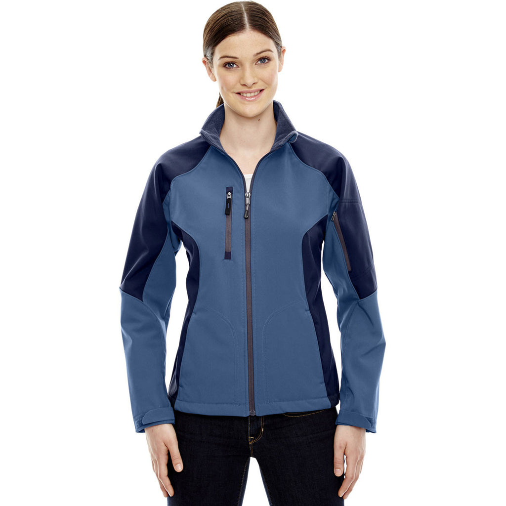 North End Women's Blue Ridge Compass Colorblock Three-Layer Fleece Bonded Soft Shell Jacket