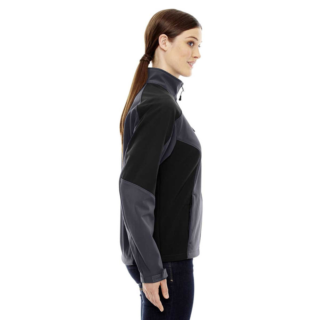 North End Women's Fossil Grey Compass Colorblock Three-Layer Fleece Bonded Soft Shell Jacket