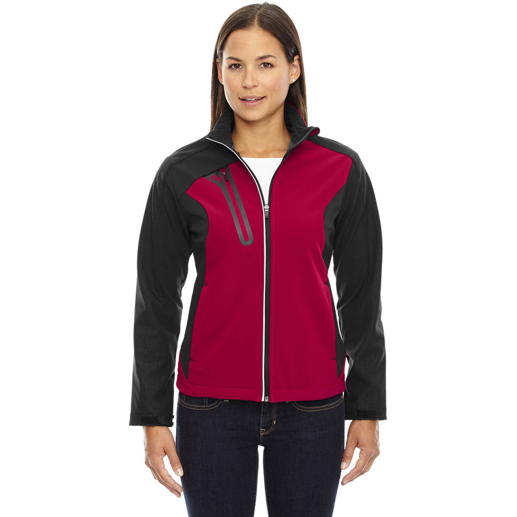 North End Women's Classic Red Terrain Colorblock Soft Shell with Embossed Print