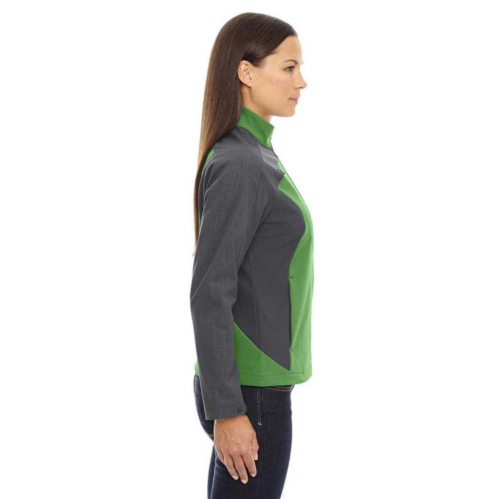 North End Women's Valley Green Terrain Colorblock Soft Shell with Embossed Print