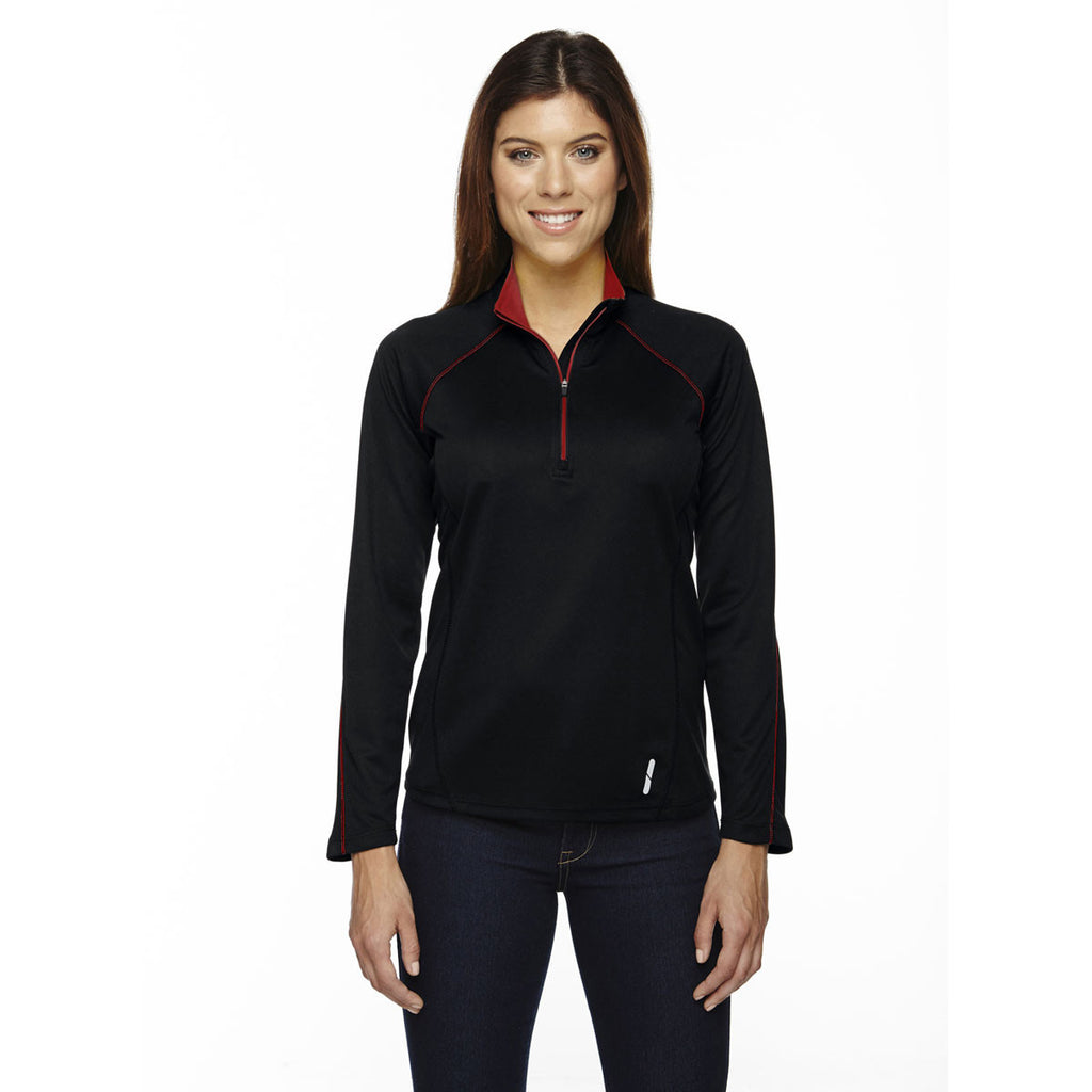 North End Women's Black/Classic Red Radar Half-Zip Performance Long-Sleeve Top