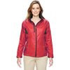 North End Women's Flame Red Sustain Lightweight Recycled Polyester Dobby Jacket with Print