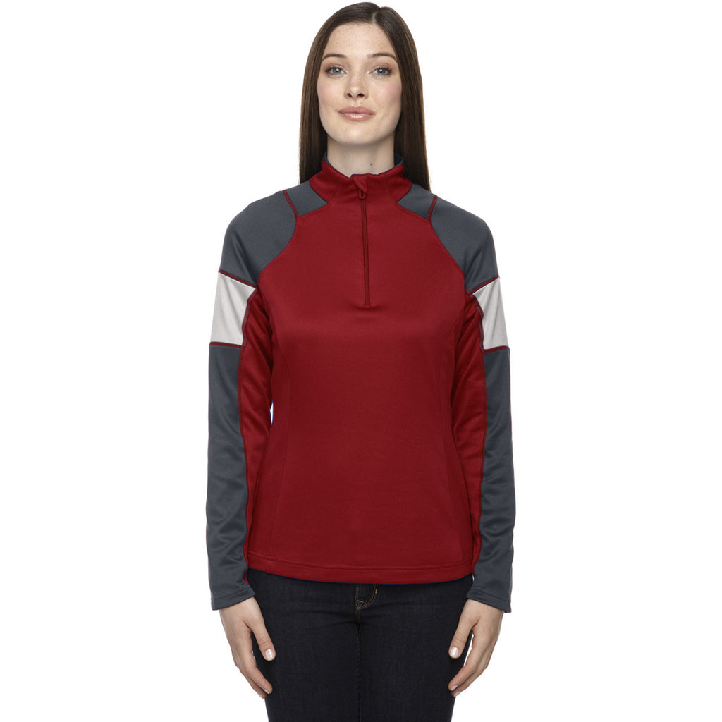 North End Women's Classic Red Quick Performance Interlock Half-Zip Top