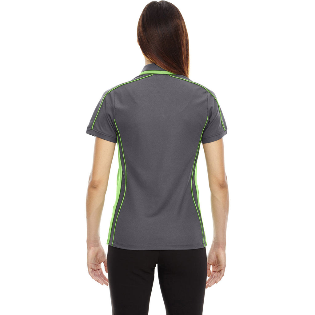 North End Women's Black Silk/ Acid Green Sonic Performance Polo