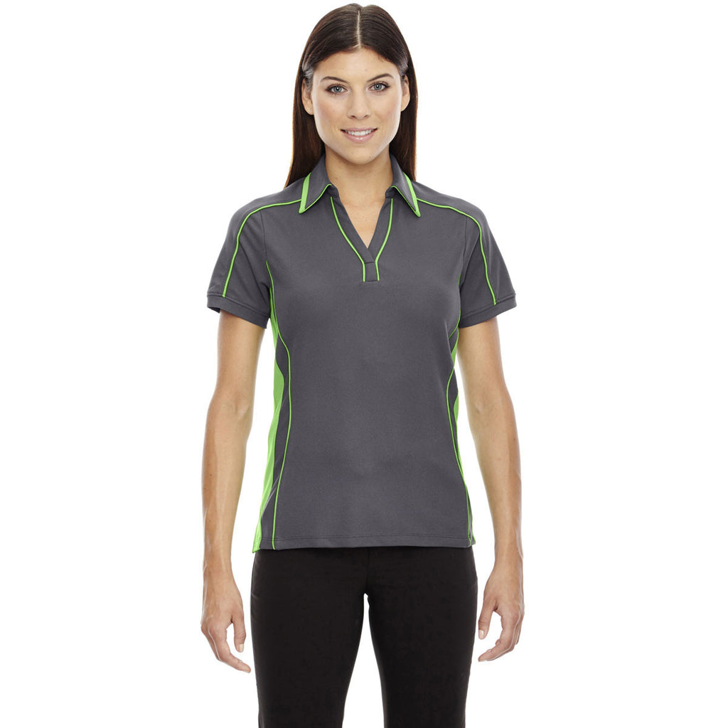 North End Women's Black Silk/ Acid Green Sonic Performance Polo