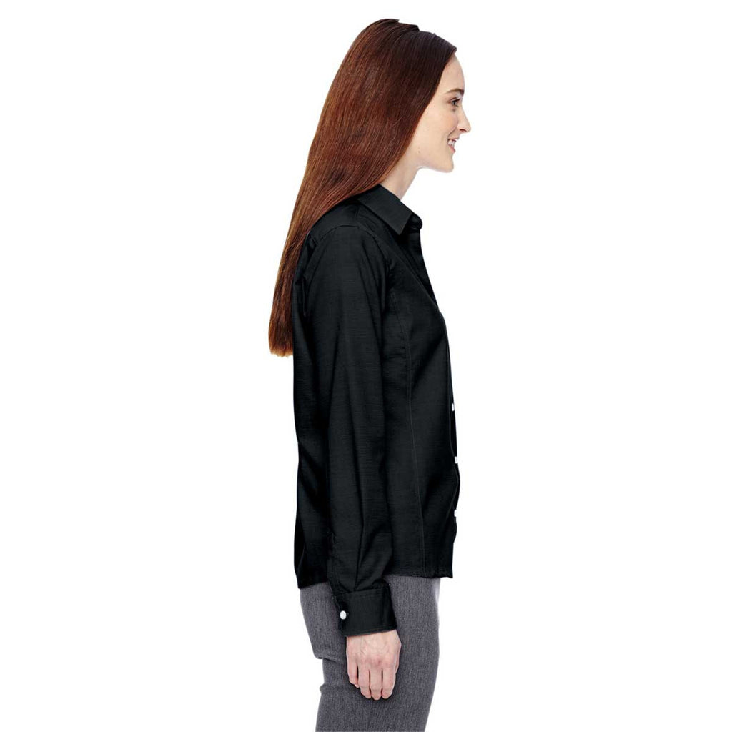 North End Women's Black Precise Two-Ply 80'S Dobby Taped Shirt