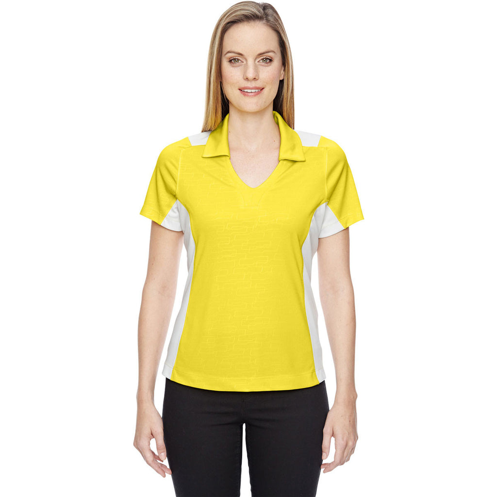 North End Women's Banana Yellow Performance Embossed Print Polo