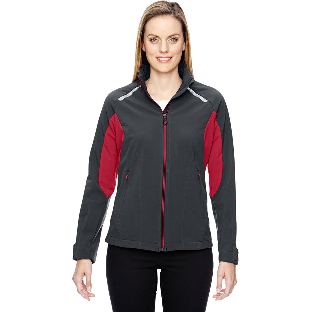 North End Women's Carbon/Olympic Red Jacket with Laser Stitch Accents