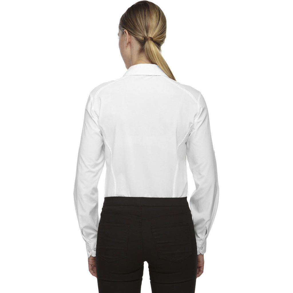 North End Women's White Performance Shirt with Roll-Up Sleeves