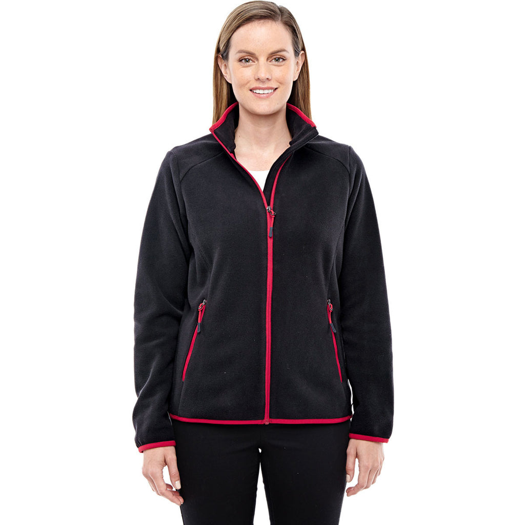 North End Women's Black/Olympic Red Fleece Jacket