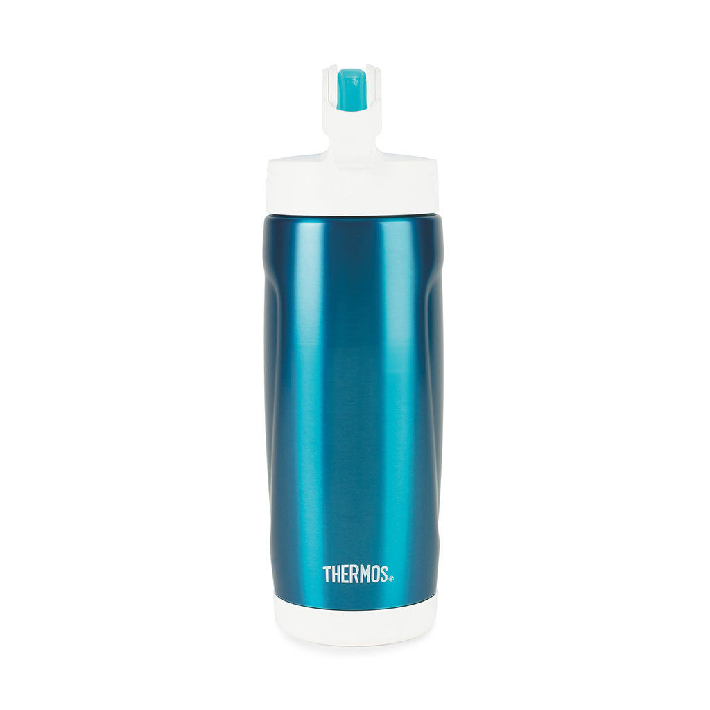 Thermos Blue Stainless Steel Sport Bottle with Covered Straw- 18 oz.