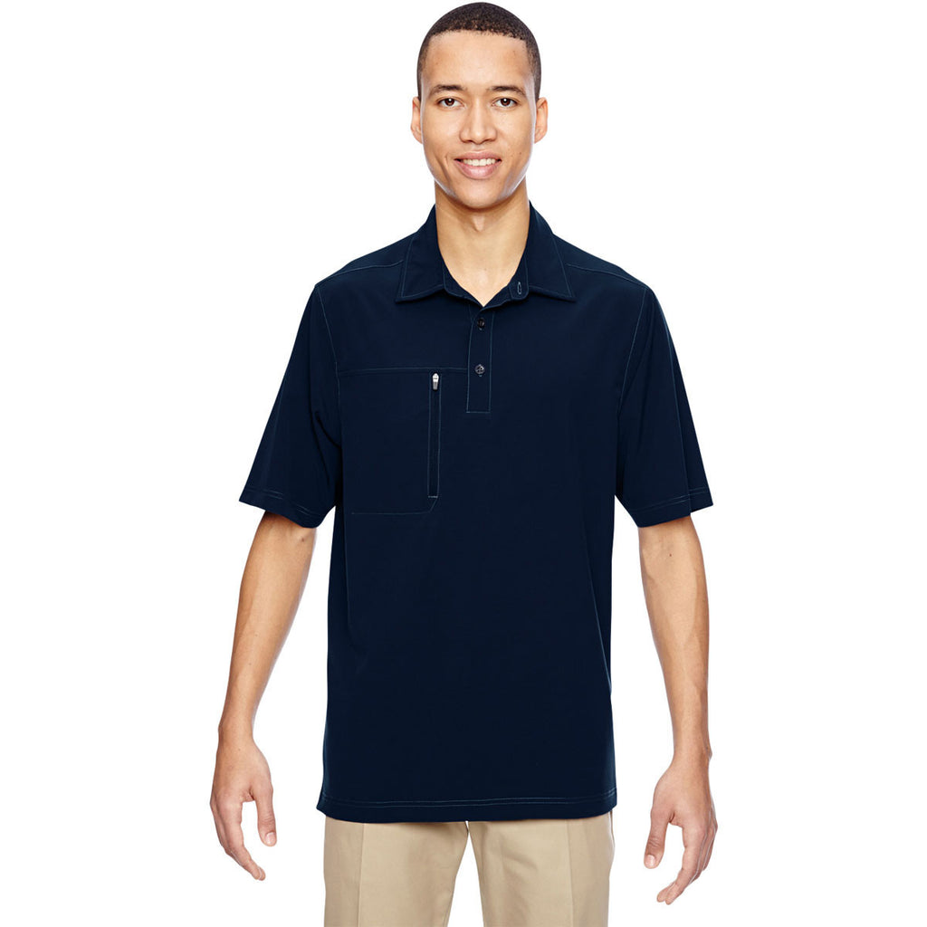 North End Men's Navy Excursion Crosscheck Performance Woven Polo