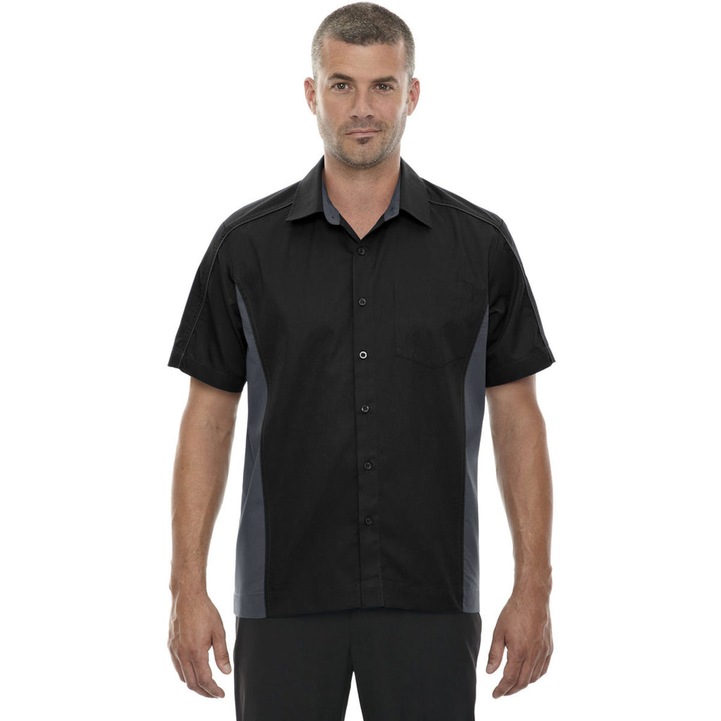 North End Men's Black Tall Fuse Colorblock Twill Shirt