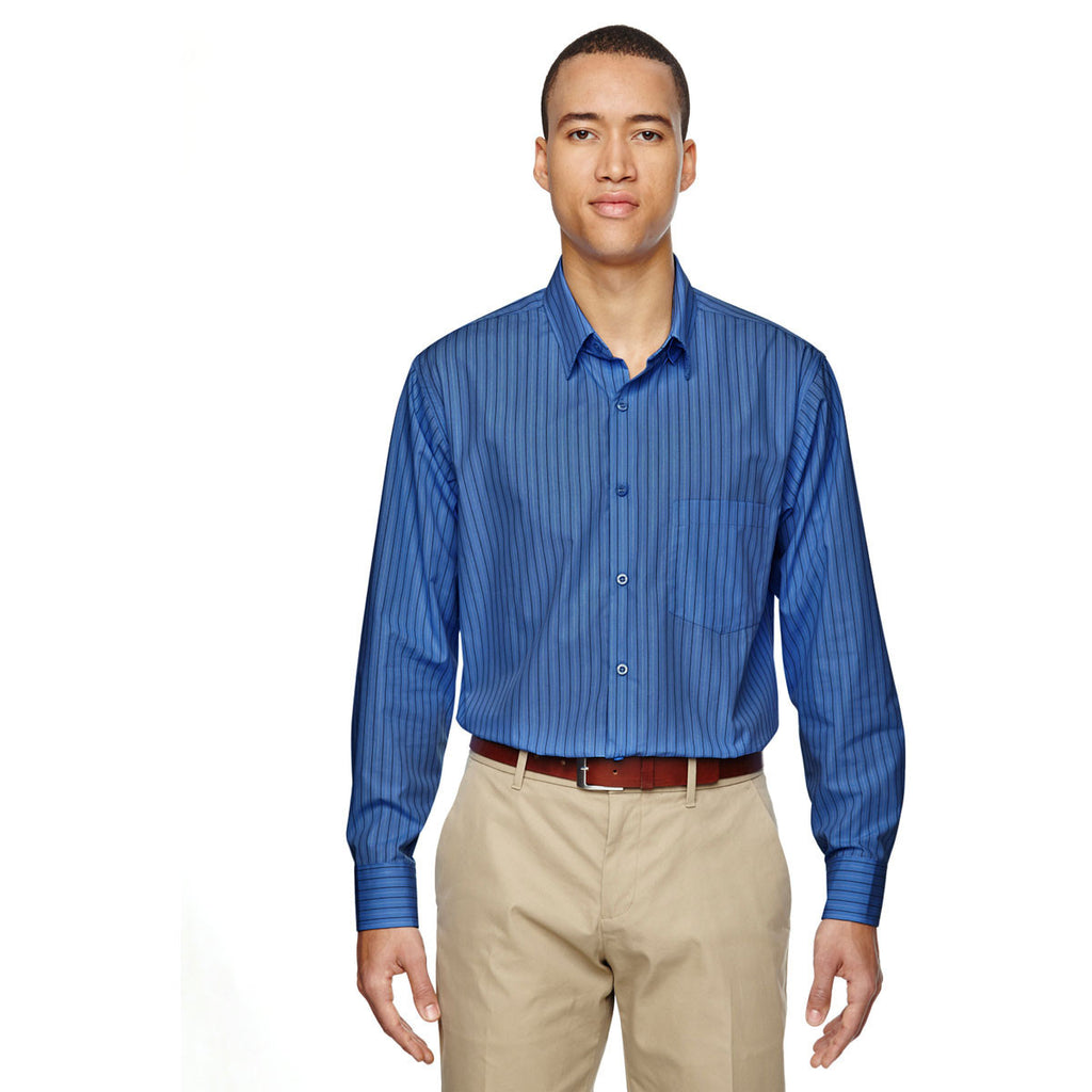 North End Men's Deep Blue Align Dobby Vertical Striped Shirt