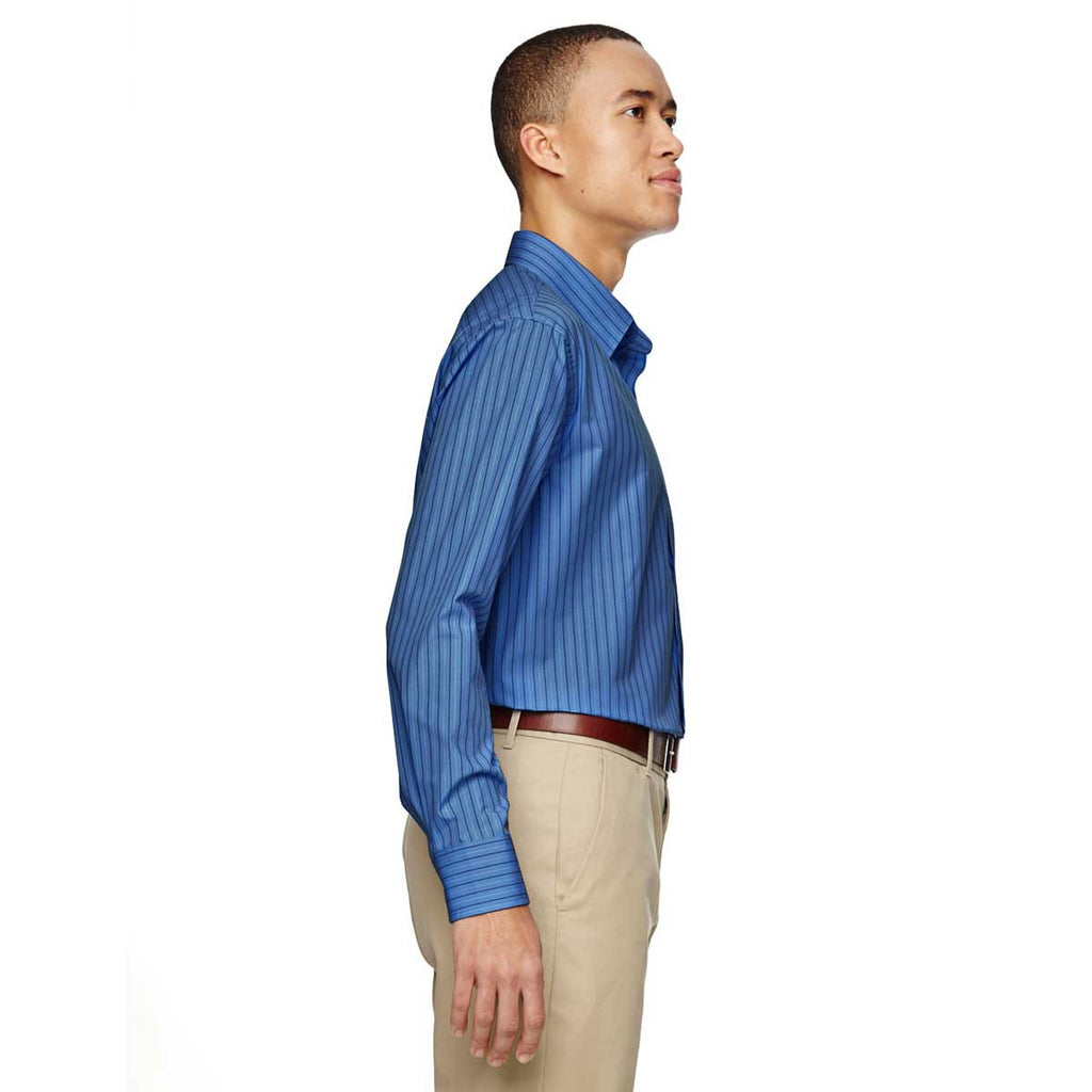 North End Men's Deep Blue Align Dobby Vertical Striped Shirt