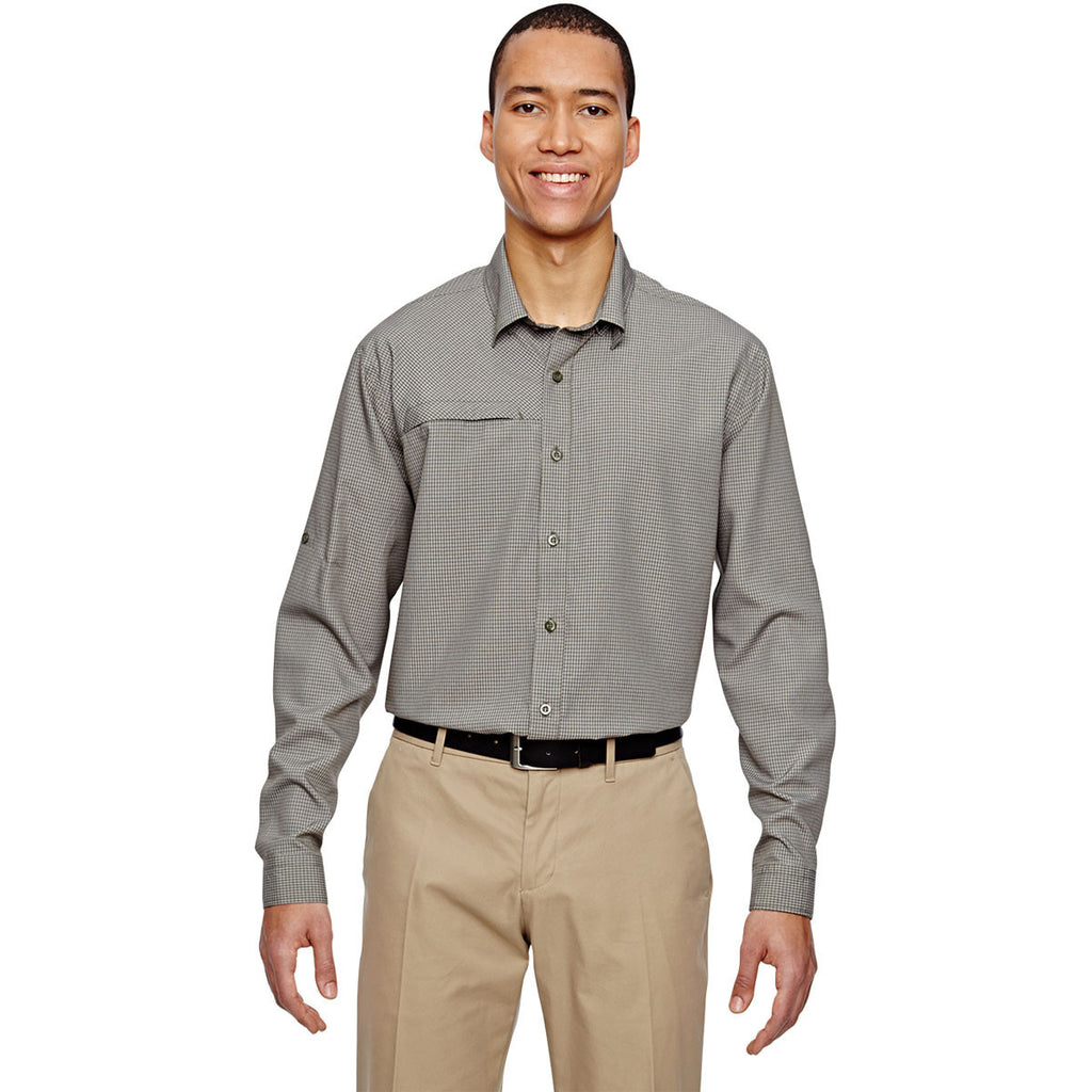 North End Men's Dark Oakmoss Excursion F.B.C. Textured Performance Shirt