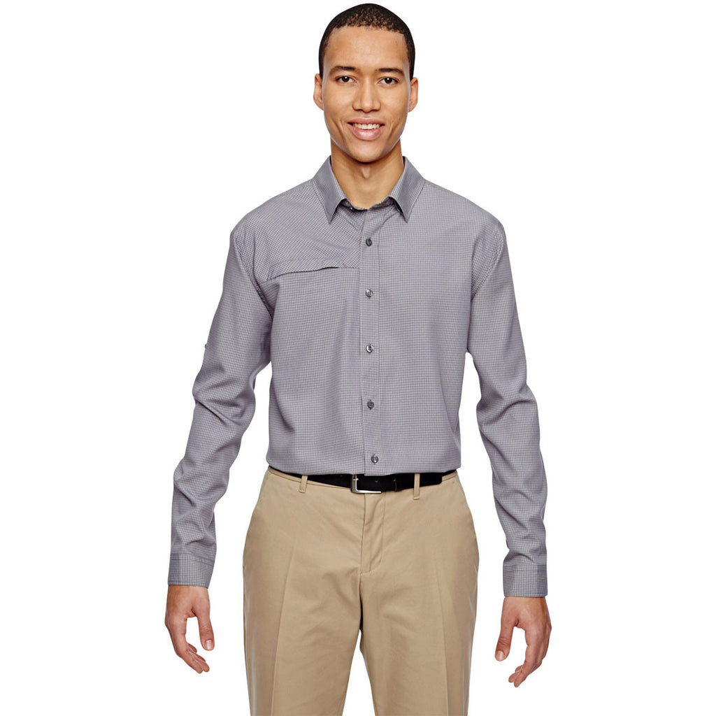 North End Men's Graphite Excursion F.B.C. Textured Performance Shirt