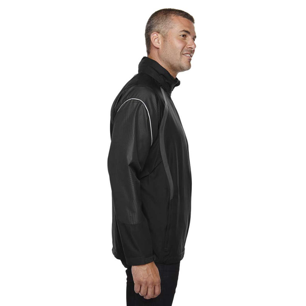 North End Men's Black Sirius Lightweight Jacket with Embossed Print