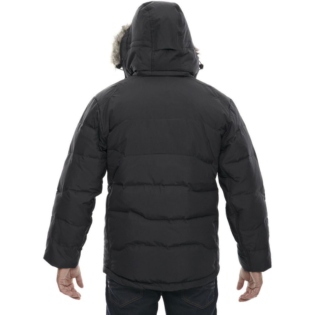 North End Men's Black Boreal Down Jacket with Faux Fur Trim