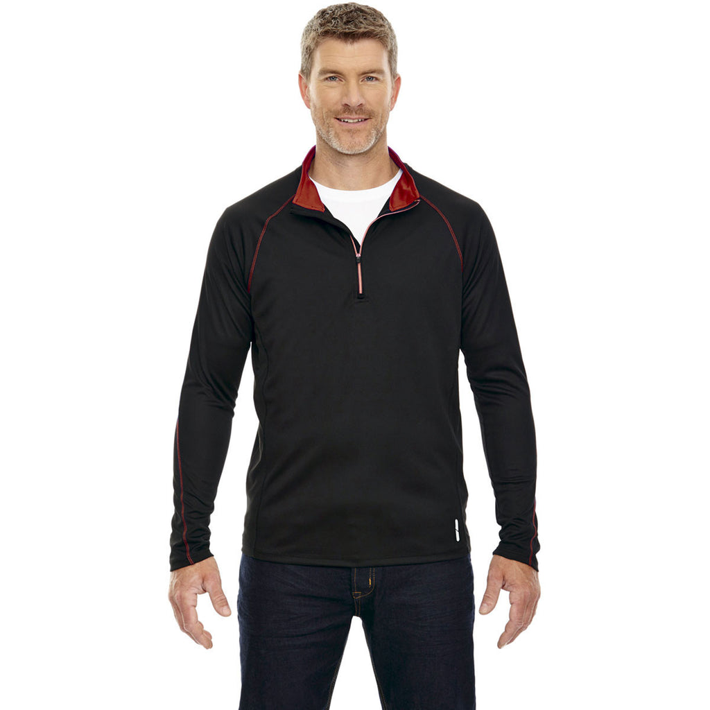 North End Men's Black/Classic Red Radar Half-Zip Performance Long-Sleeve Top