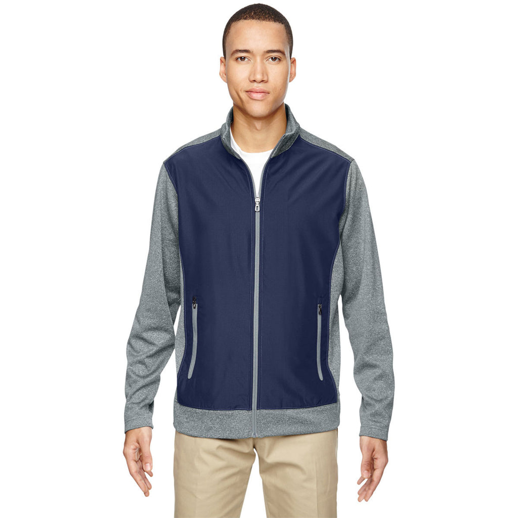 North End Men's Classic Navy Victory Hybrid Performance Fleece Jacket