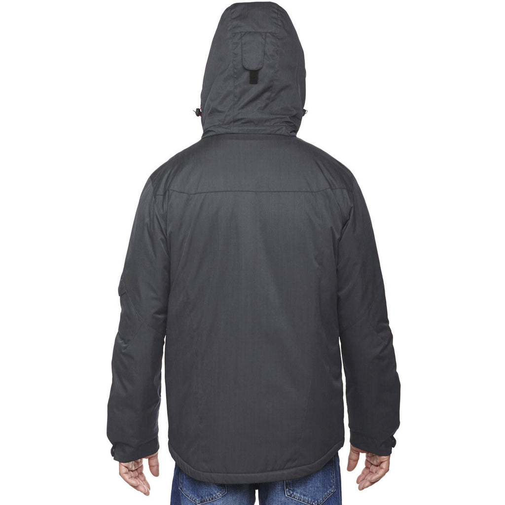 North End Men's Carbon/Classic Red Rivet Textured Twill Insulated Jacket