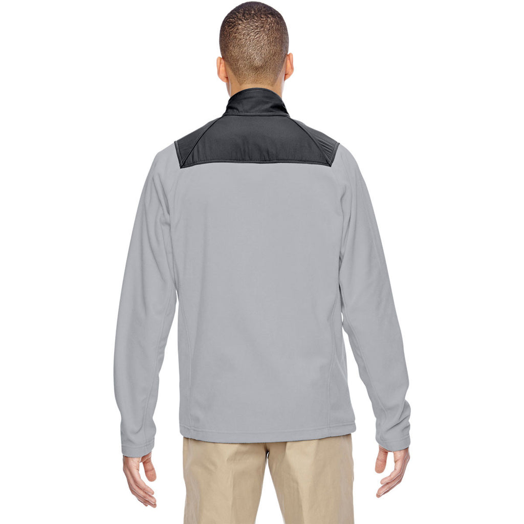 North End Men's Silver Excursion Trail Fabric-Block Fleece Jacket