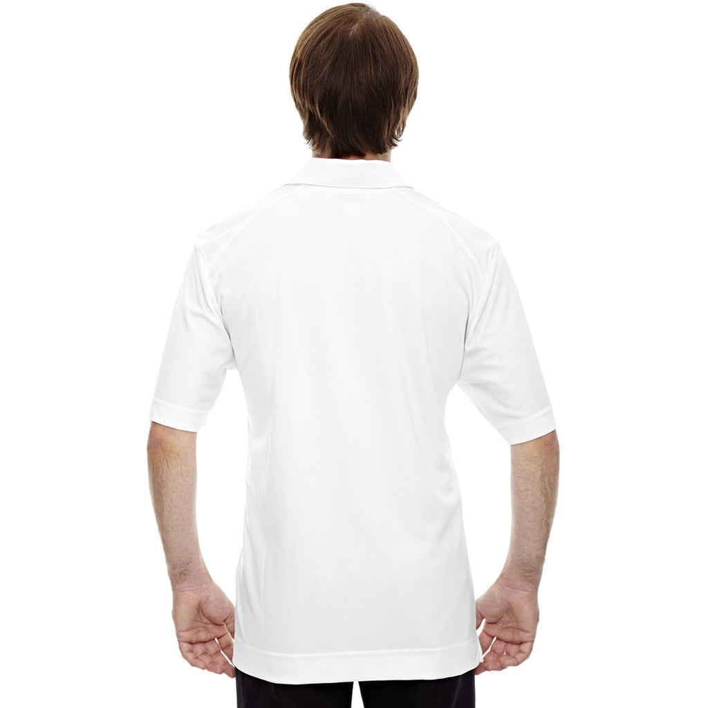 North End Men's White Recycled Polyester Performance Pique Polo
