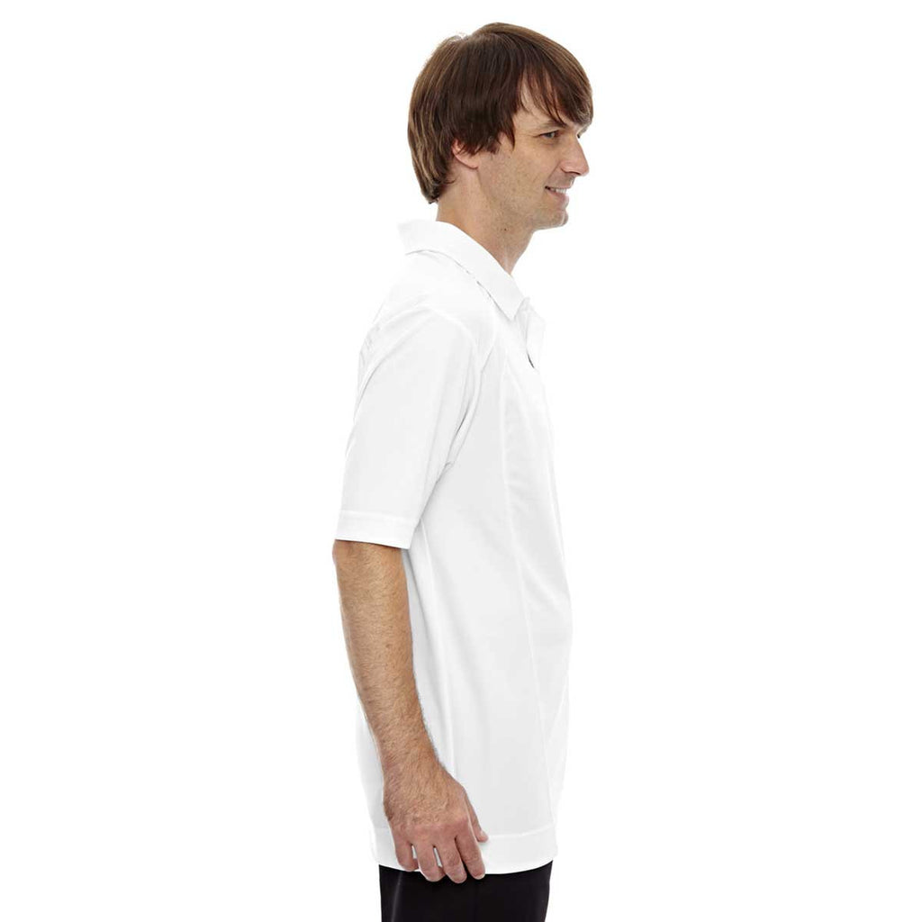 North End Men's White Recycled Polyester Performance Pique Polo