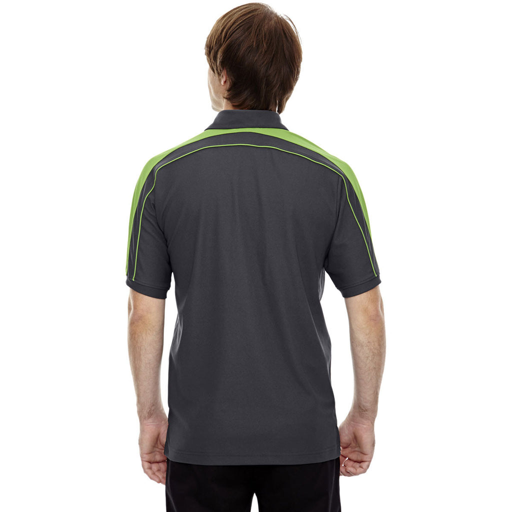 North End Men's Black Silk/Acid Green Sonic Performance Polyester Piqué Polo