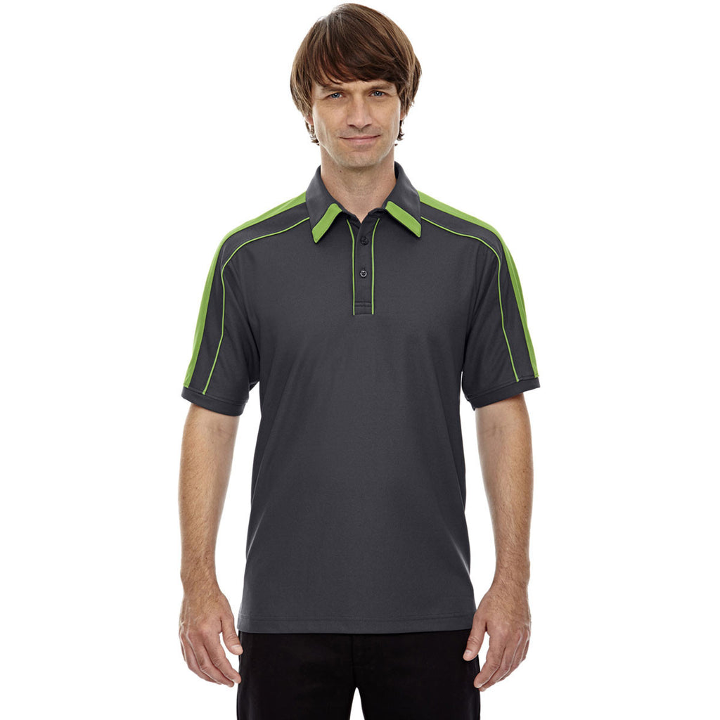 North End Men's Black Silk/Acid Green Sonic Performance Polyester Piqué Polo
