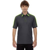 North End Men's Black Silk/Acid Green Sonic Performance Polyester Piqué Polo