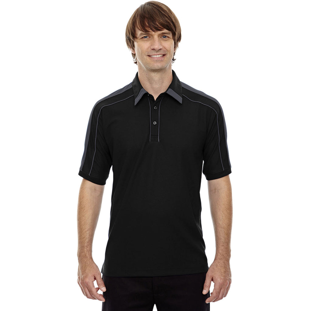 North End Men's Black Sonic Performance Polyester Piqué Polo