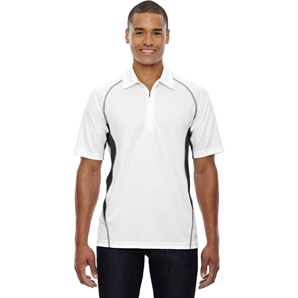 North End Men's White Serac UTK Performance Zippered Polo