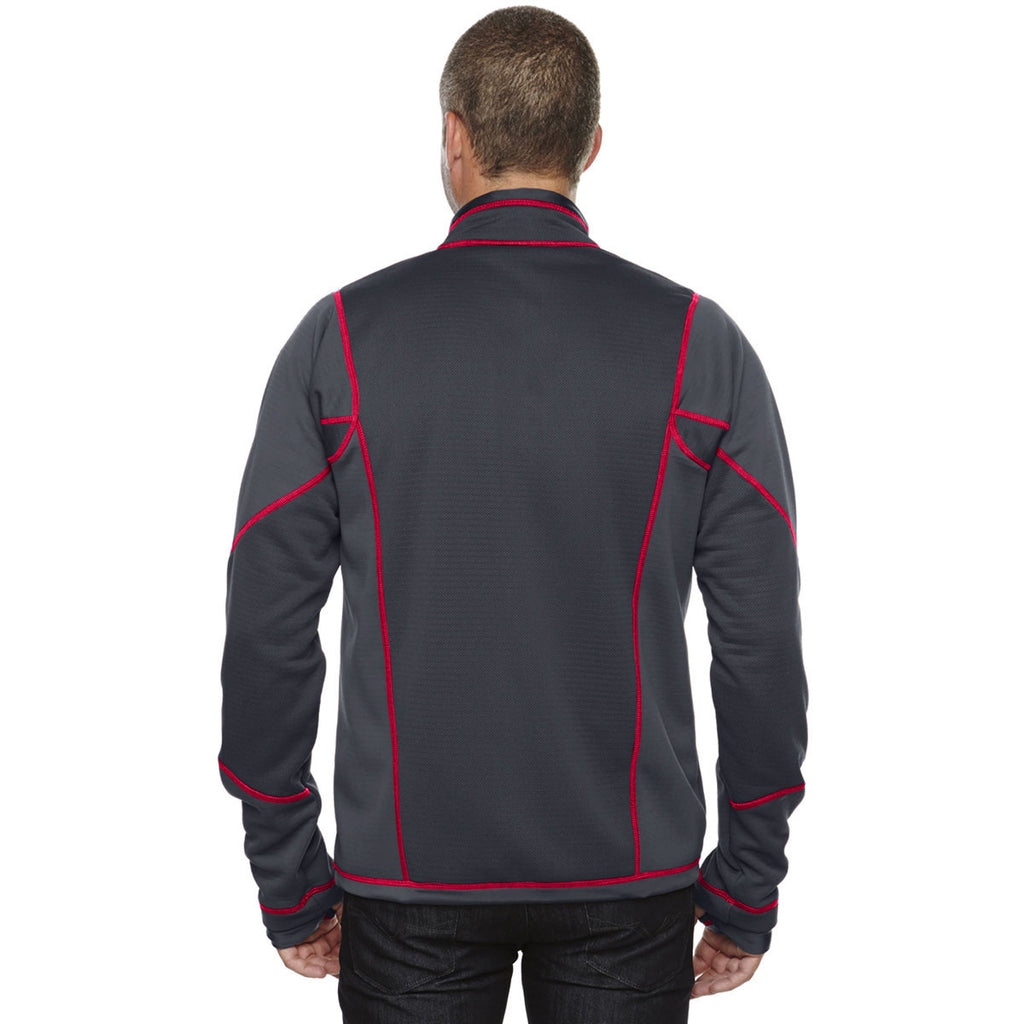 North End Men's Carbon/Olympic Red Fleece Jacket with Print