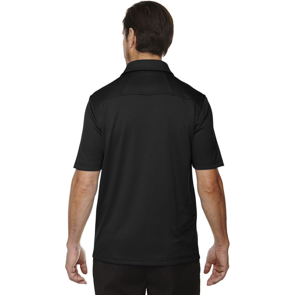 North End Men's Black Performance Polo with Back Pocket