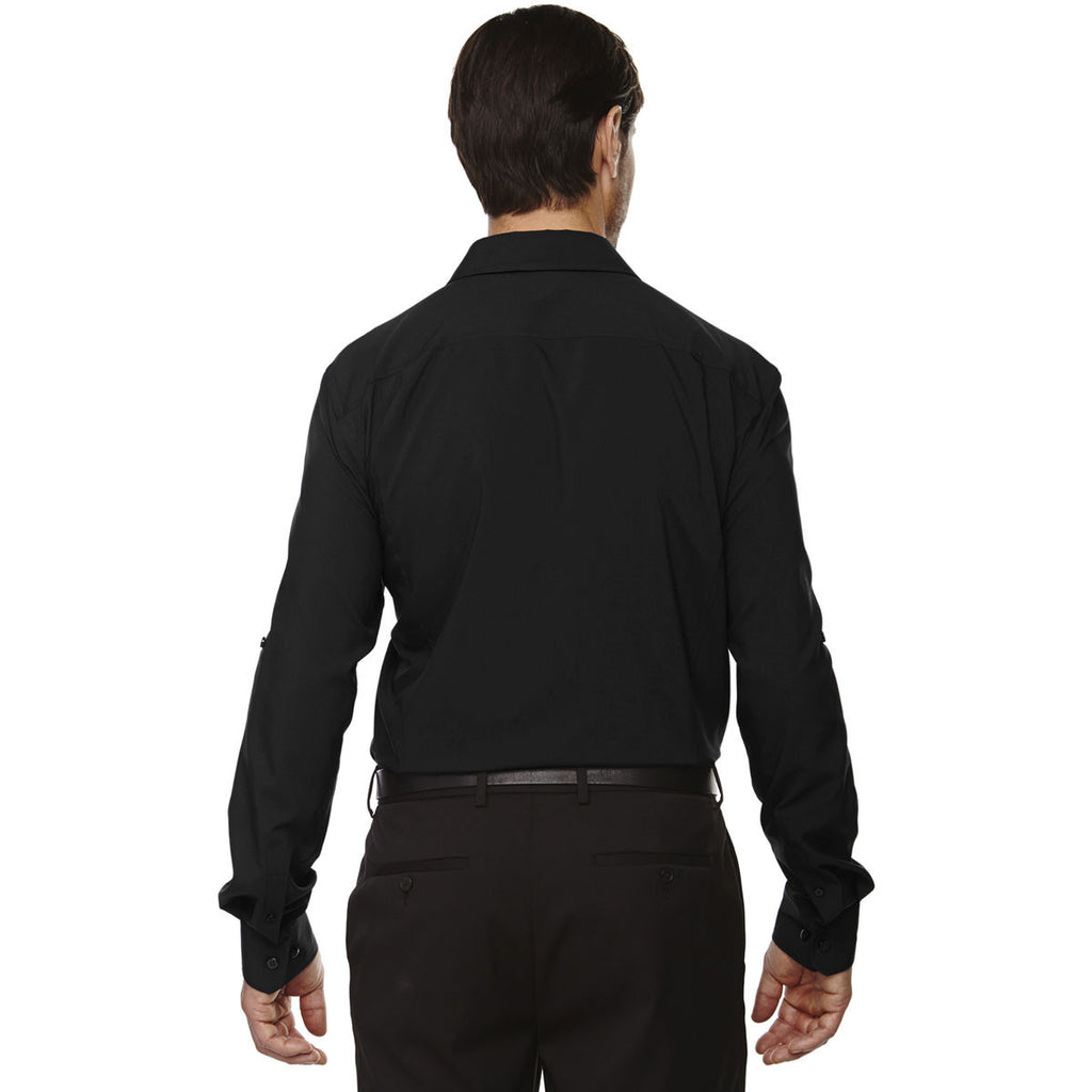 North End Men's Black Rejuvenate Performance Shirt with Roll-Up Sleeves