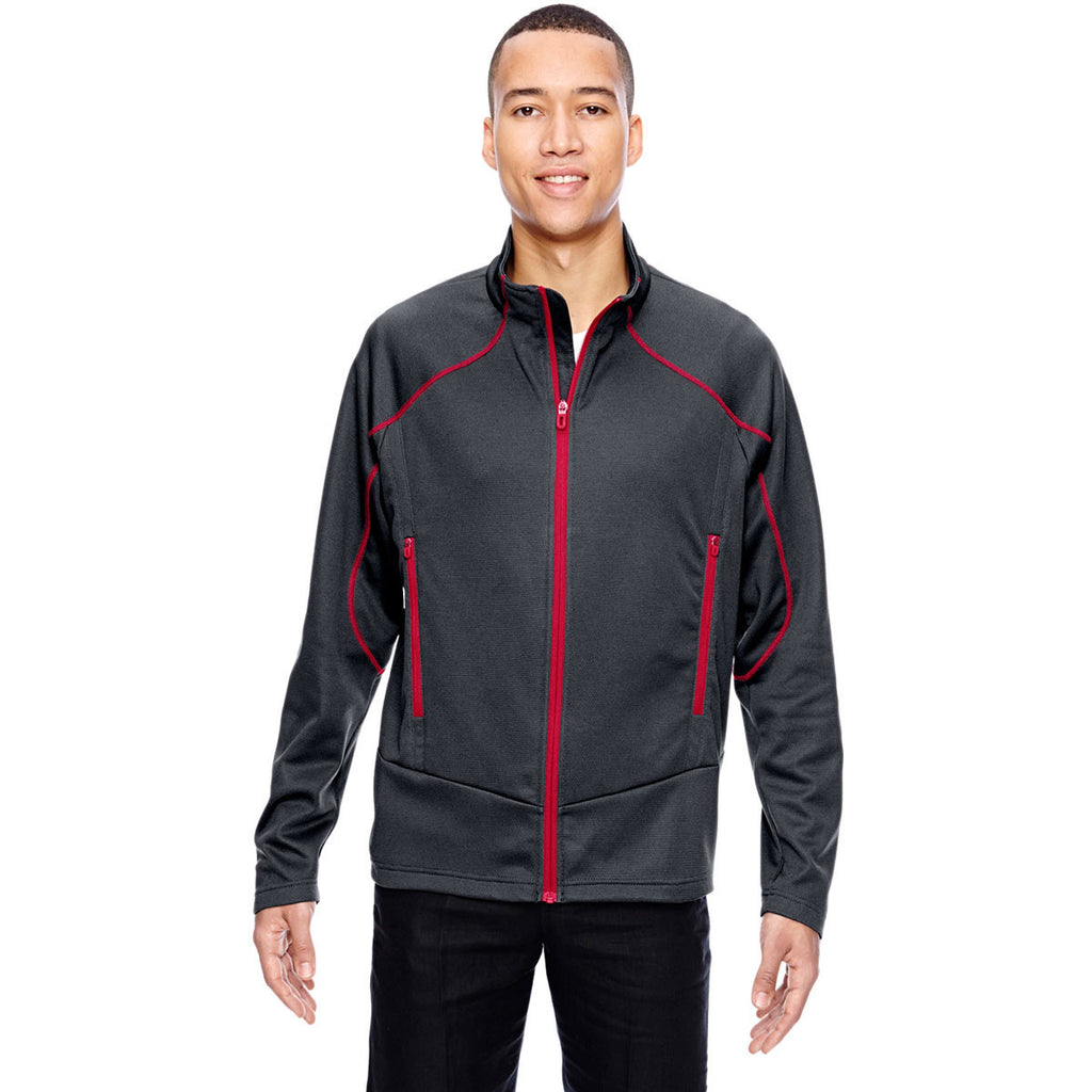 North End Men's Carbon/Olympic Red Two-Tone Brush Back Jacket