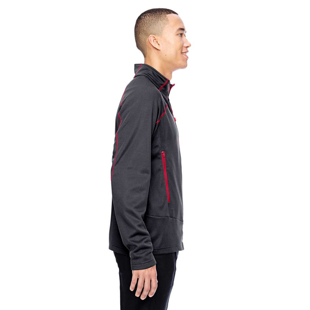 North End Men's Carbon/Olympic Red Two-Tone Brush Back Jacket