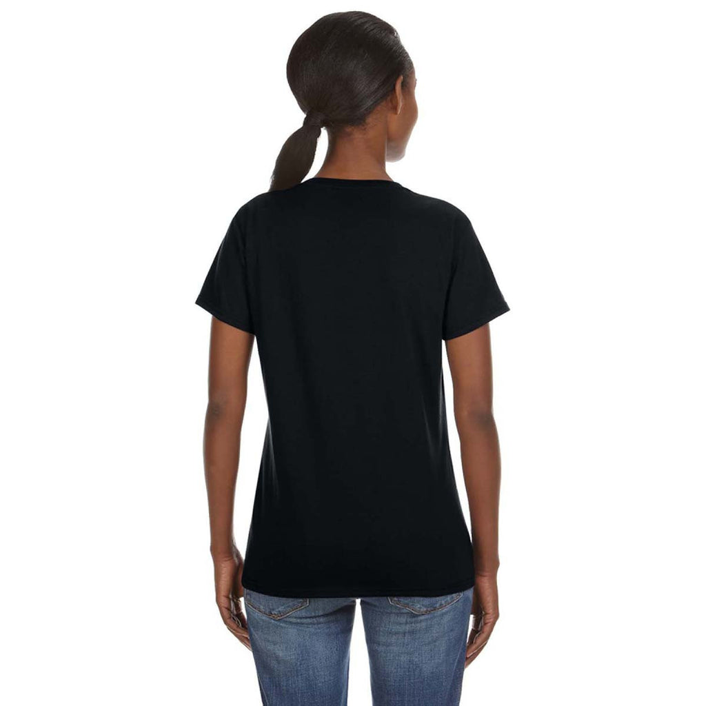 Anvil Women's Black Lightweight V-Neck T-Shirt